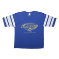 7LOGO Single Stitch Mens Blue & White Rams Graphic T-Shirt XL Short Sleeve