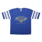 7LOGO Single Stitch Mens Blue & White Rams Graphic T-Shirt XL Short Sleeve