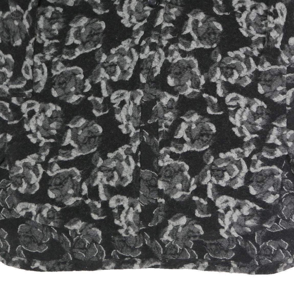 S MAX MARA Womens Black & Grey Floral Button Jacket L Woven Classic Fit Long