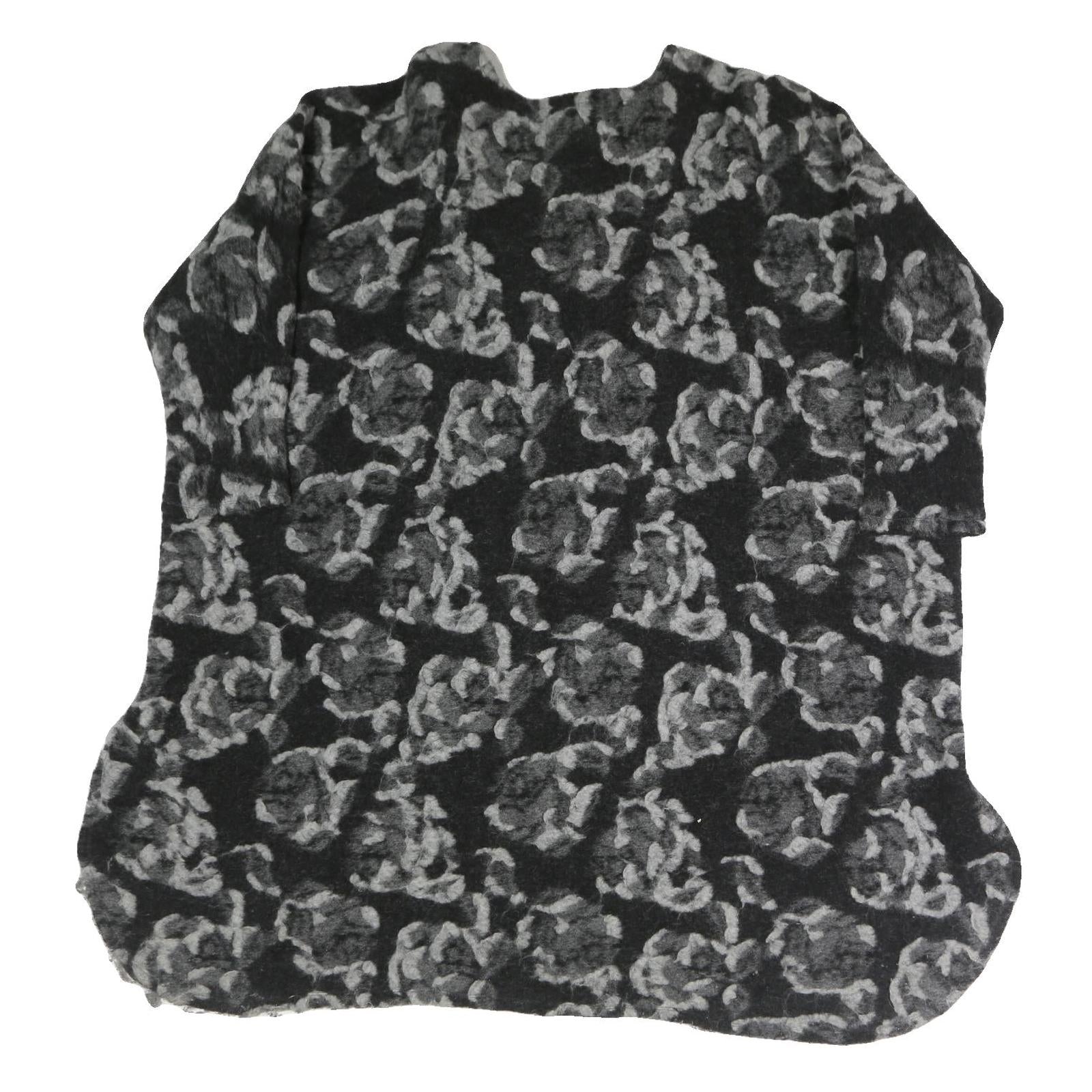 S MAX MARA Womens Black & Grey Floral Button Jacket L Woven Classic Fit Long