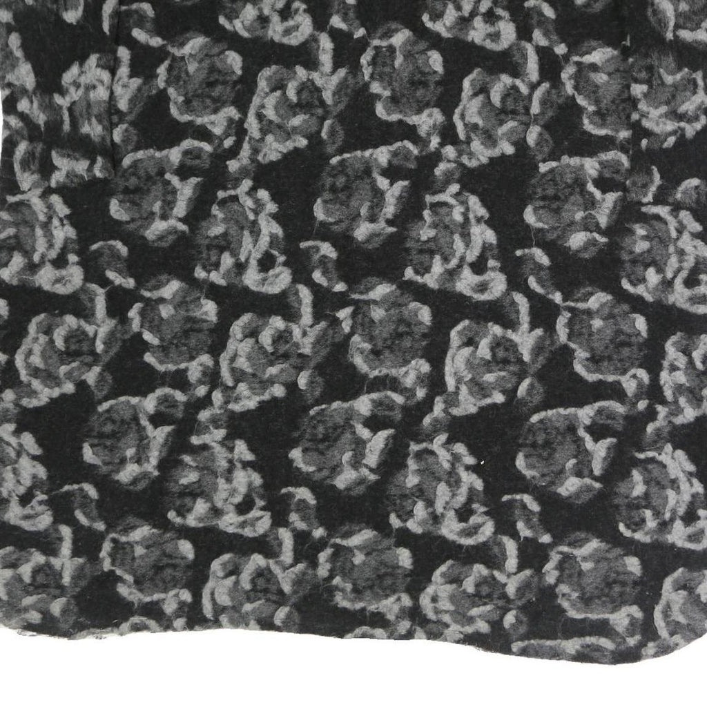 S MAX MARA Womens Black & Grey Floral Button Jacket L Woven Classic Fit Long