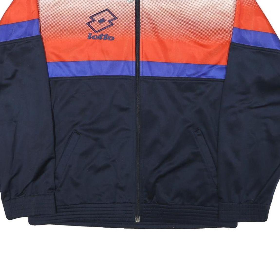 LOTTO Mens Navy & Orange Athletic Jacket M Polyester Blend Colourblock Zip