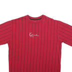 KARL KANI Mens Red Pinstripe Graphic T-Shirt S Short Sleeve Crew Neck Signature