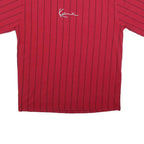KARL KANI Mens Red Pinstripe Graphic T-Shirt S Short Sleeve Crew Neck Signature