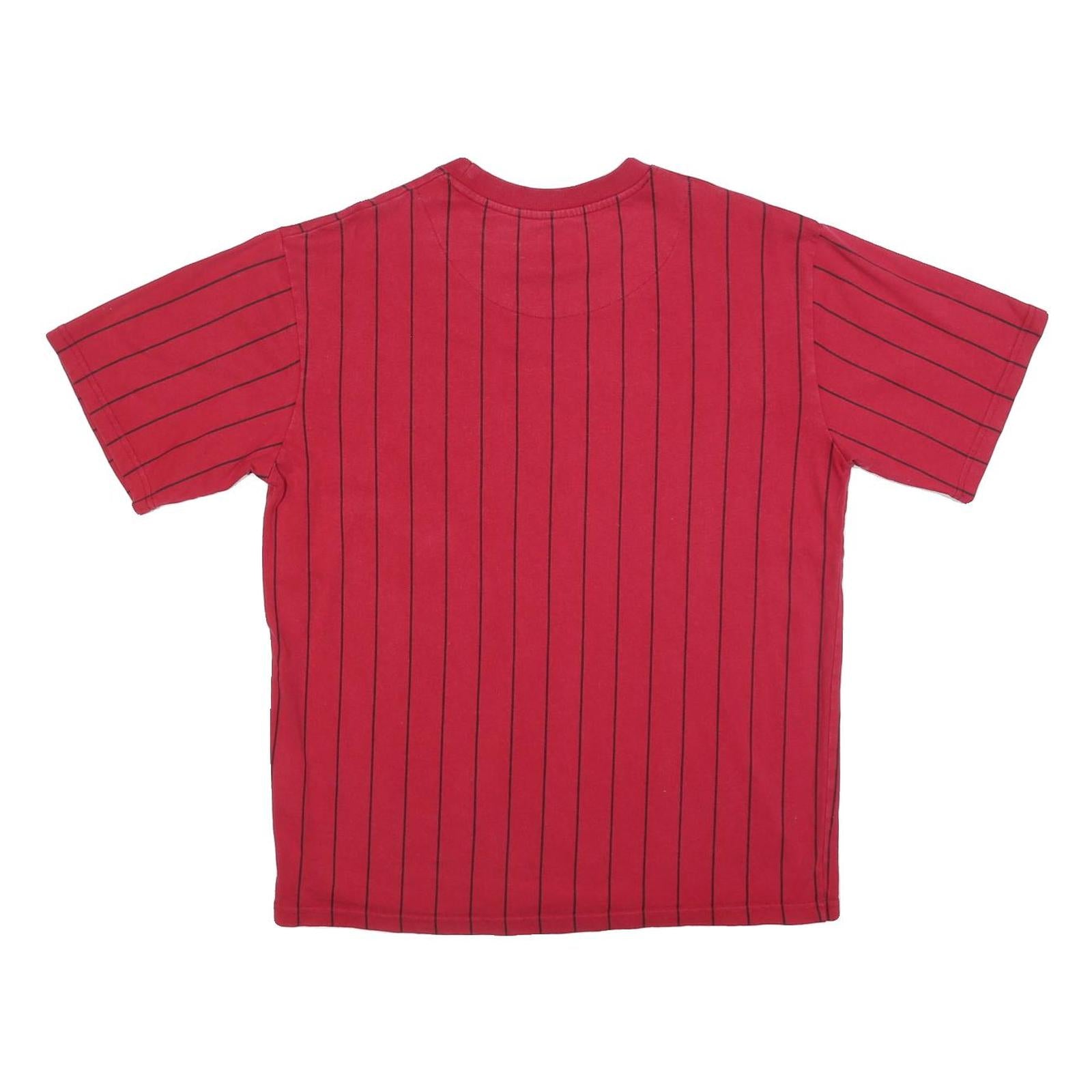 KARL KANI Mens Red Pinstripe Graphic T-Shirt S Short Sleeve Crew Neck Signature
