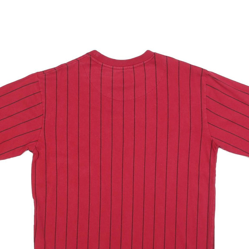 KARL KANI Mens Red Pinstripe Graphic T-Shirt S Short Sleeve Crew Neck Signature