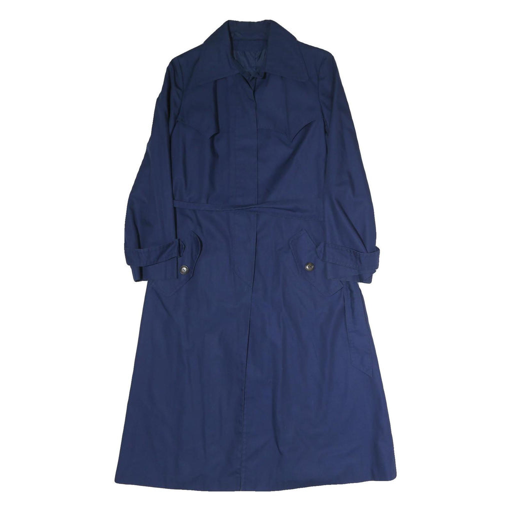 Womens Blue Classic Button Cotton Jacket M Plain Long Sleeve Regular Fit