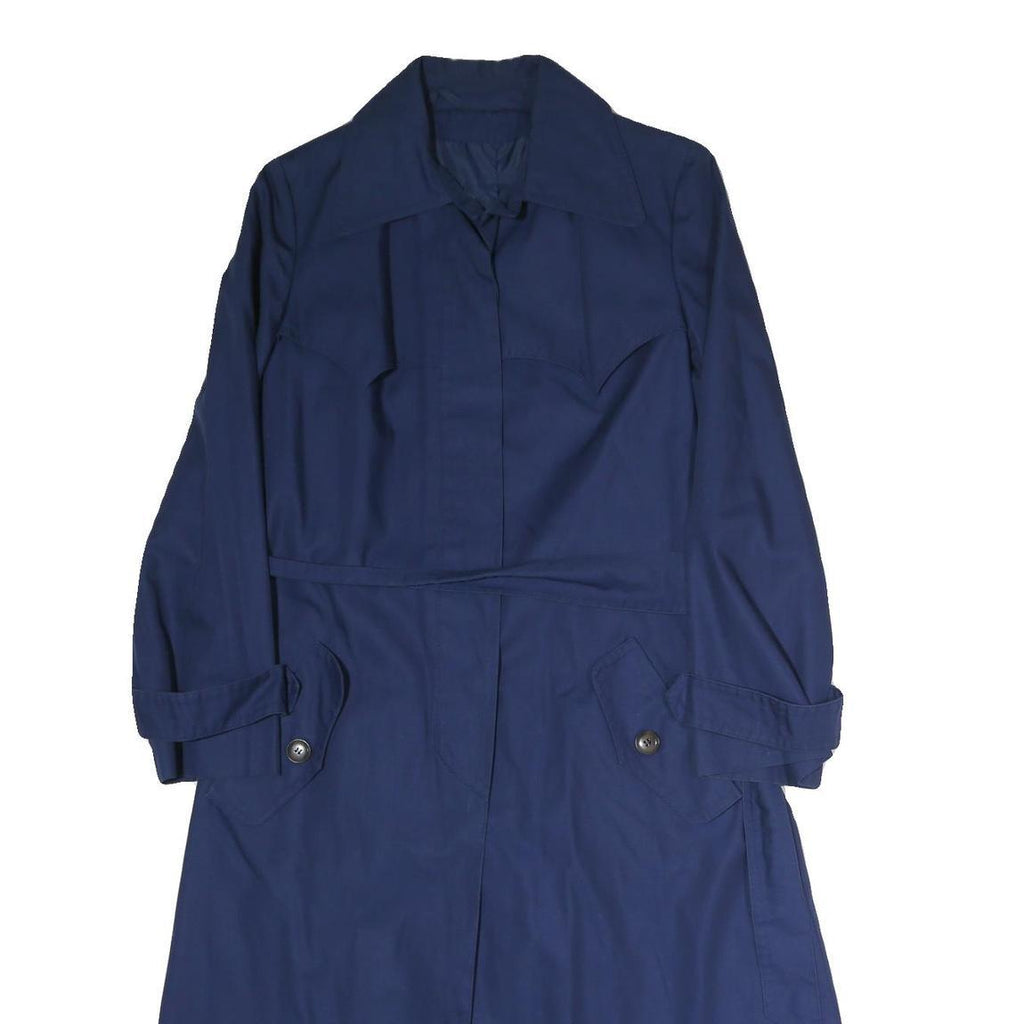 Womens Blue Classic Button Cotton Jacket M Plain Long Sleeve Regular Fit