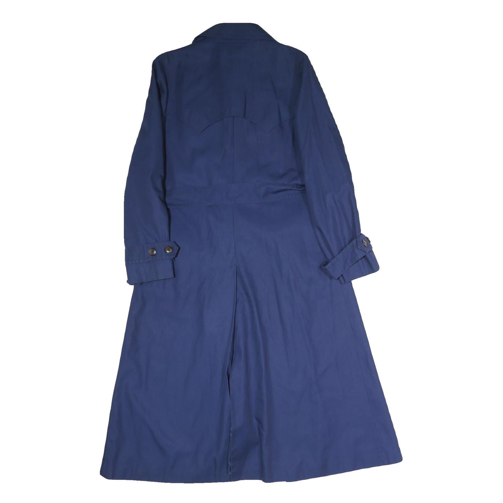 Womens Blue Classic Button Cotton Jacket M Plain Long Sleeve Regular Fit