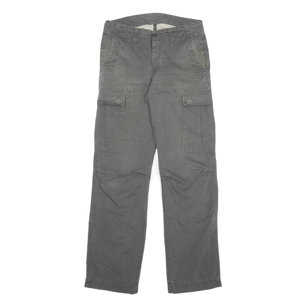 CARHARTT Mens Grey Regular Fit Cargo Cotton Blend Jeans W28 L31 Button Closure