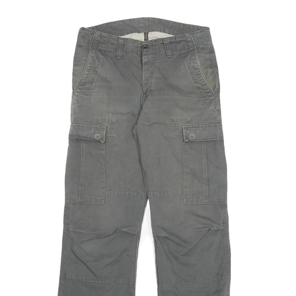 CARHARTT Mens Grey Regular Fit Cargo Cotton Blend Jeans W28 L31 Button Closure