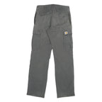 CARHARTT Mens Grey Regular Fit Cargo Cotton Blend Jeans W28 L31 Button Closure