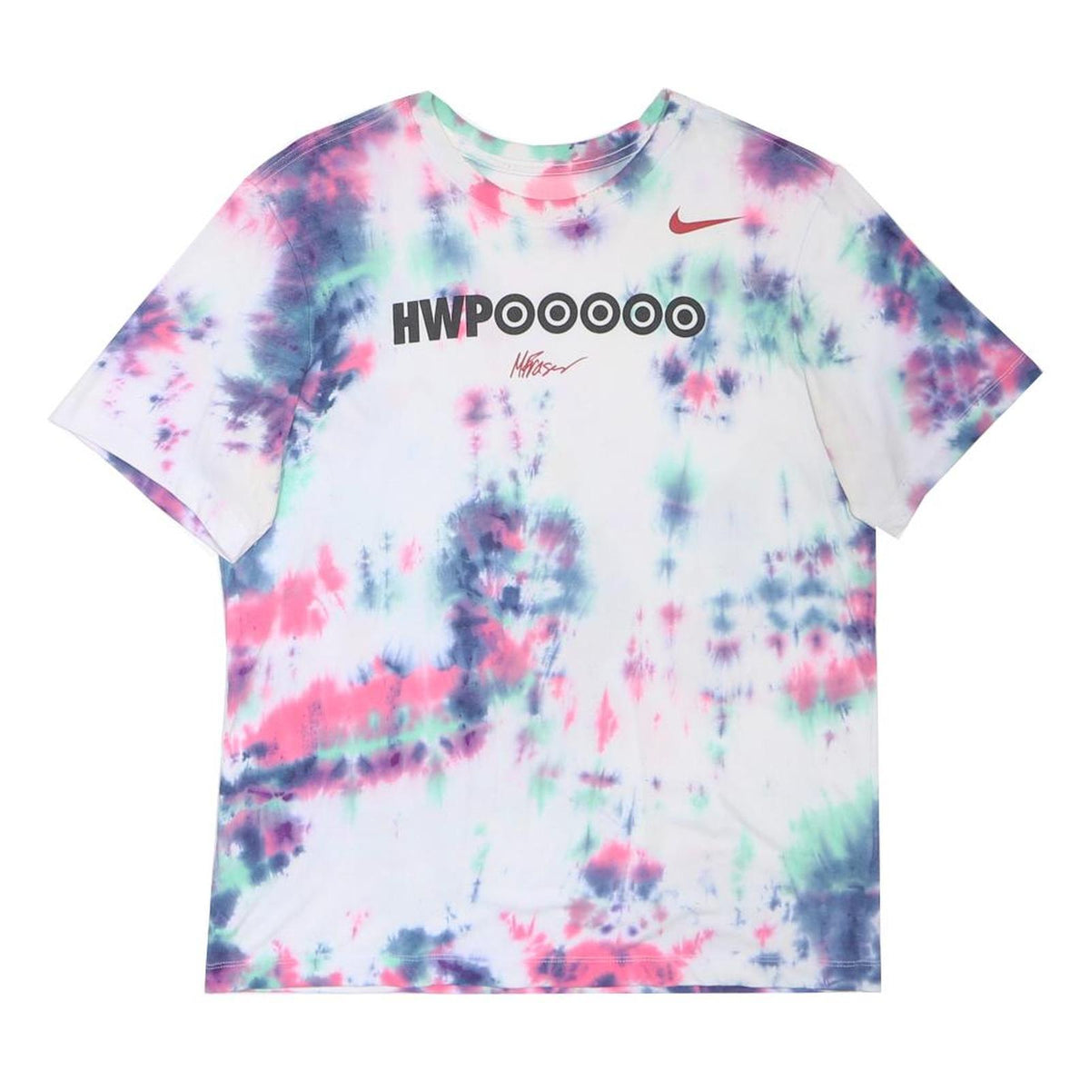 NIKE Mens White & Pink Tie Dye Graphic T-Shirt M Short Sleeve Crew Neck