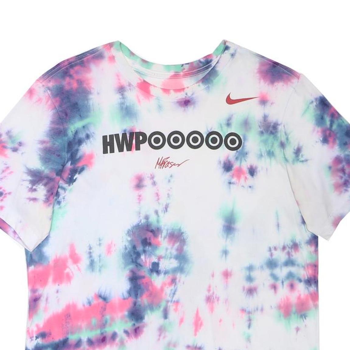 NIKE Mens White & Pink Tie Dye Graphic T-Shirt M Short Sleeve Crew Neck