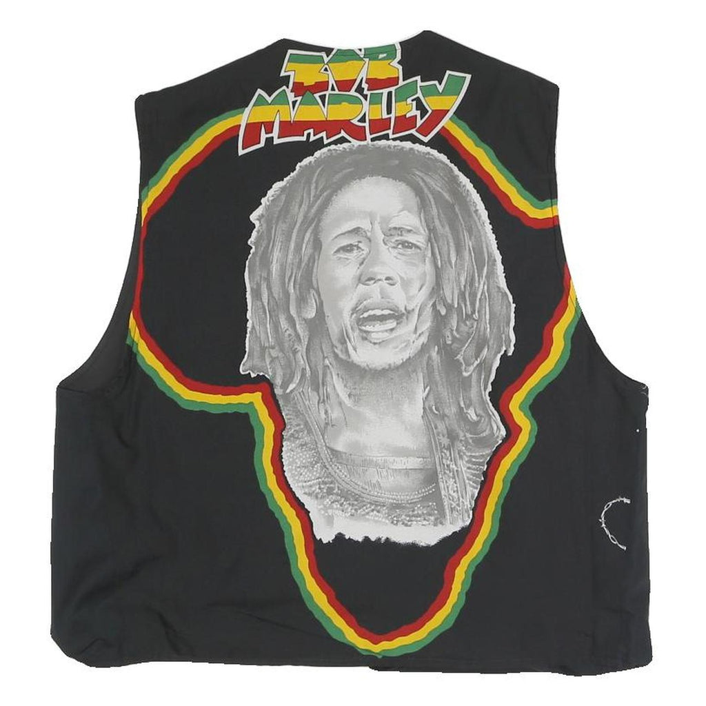 Mens Black Bob Marley Cotton Blend Vest M Plain Graphic Music Icon