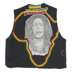Mens Black Bob Marley Cotton Blend Vest M Plain Graphic Music Icon