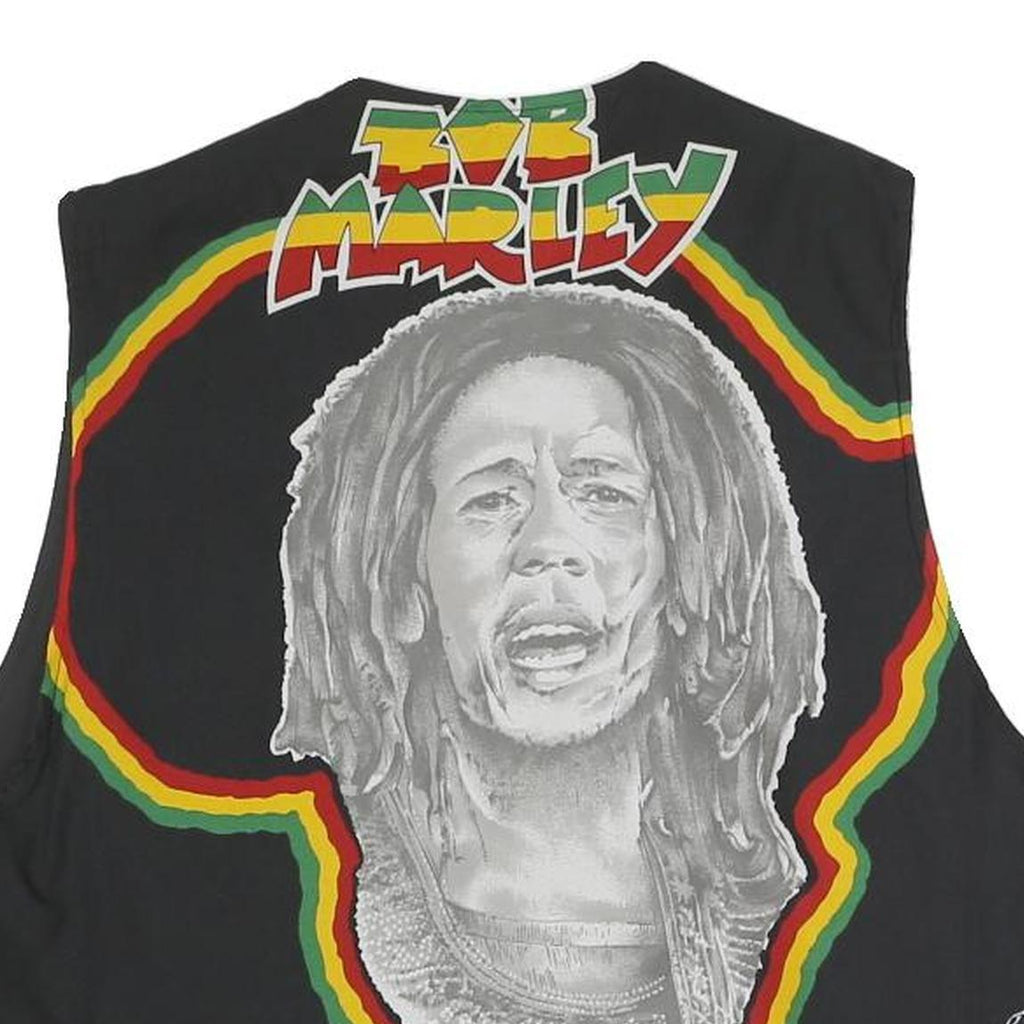 Mens Black Bob Marley Cotton Blend Vest M Plain Graphic Music Icon