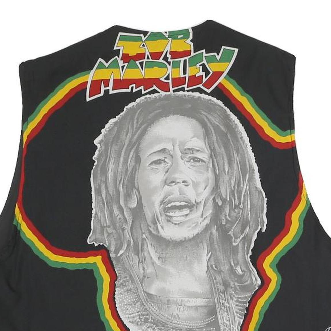 Mens Black Bob Marley Cotton Blend Vest M Plain Graphic Music Icon
