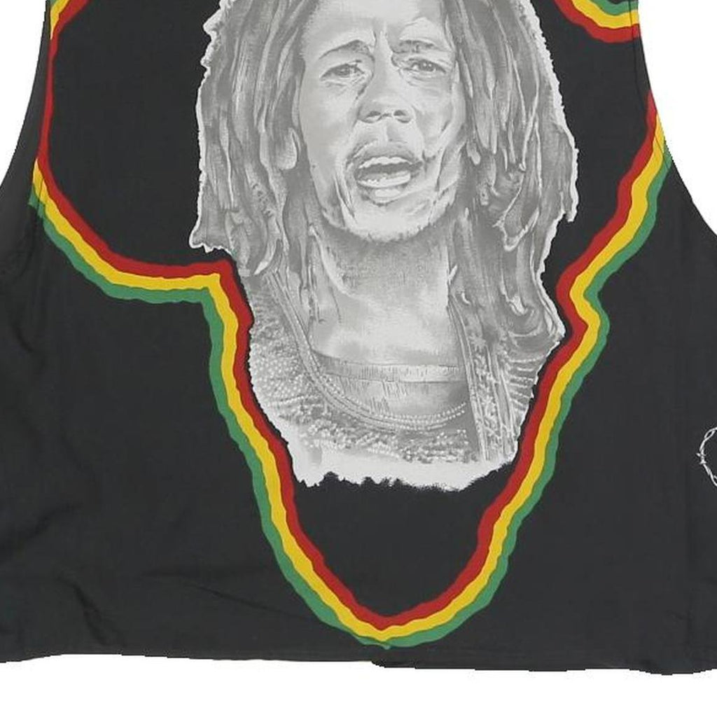 Mens Black Bob Marley Cotton Blend Vest M Plain Graphic Music Icon