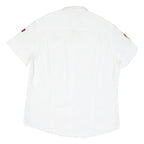 NAPAPIJRI Mens White Casual Shirt M Cotton Blend Patch Logo Norwegian Flag