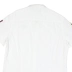 NAPAPIJRI Mens White Casual Shirt M Cotton Blend Patch Logo Norwegian Flag