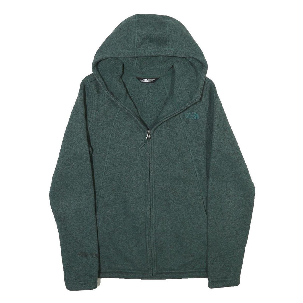 THE NORTH FACE Womens Green Hooded Zip Jacket M Polyester Blend Plain