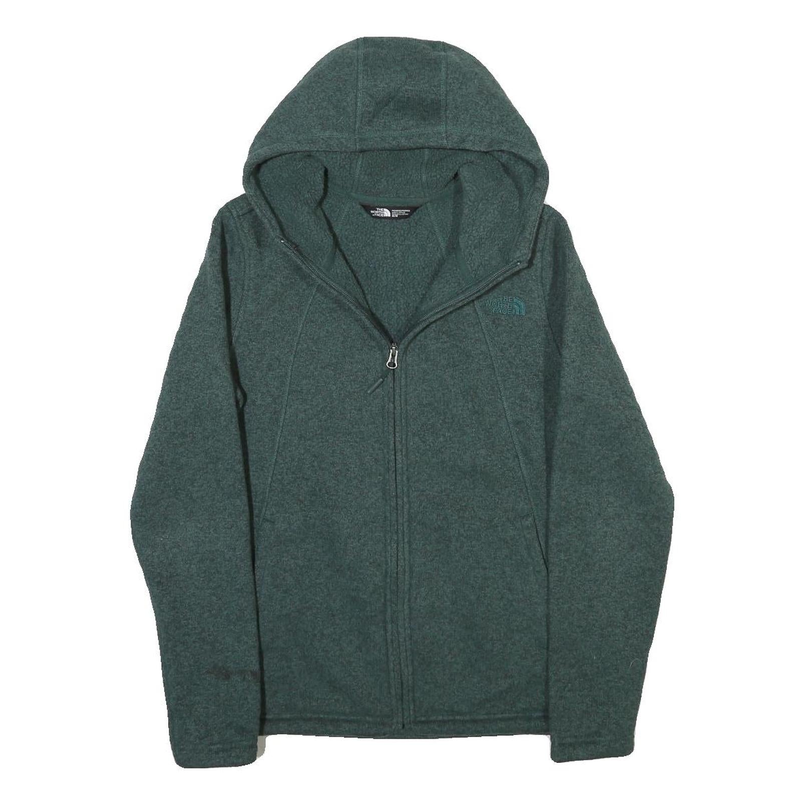 THE NORTH FACE Womens Green Hooded Zip Jacket M Polyester Blend Plain