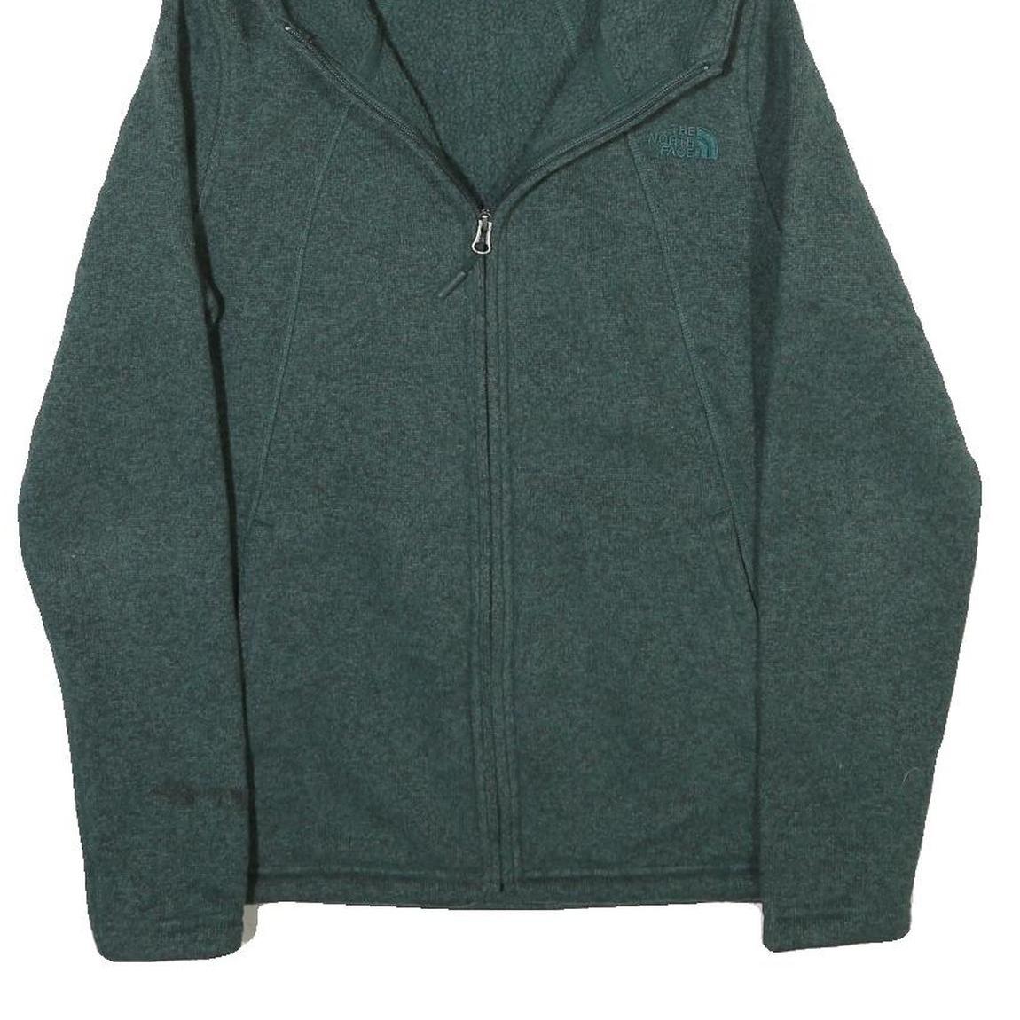THE NORTH FACE Womens Green Hooded Zip Jacket M Polyester Blend Plain