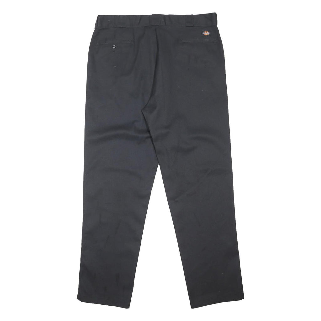 DICKIES Mens Cotton Blend Black Classic Straight Trousers W40 L35 Workwear