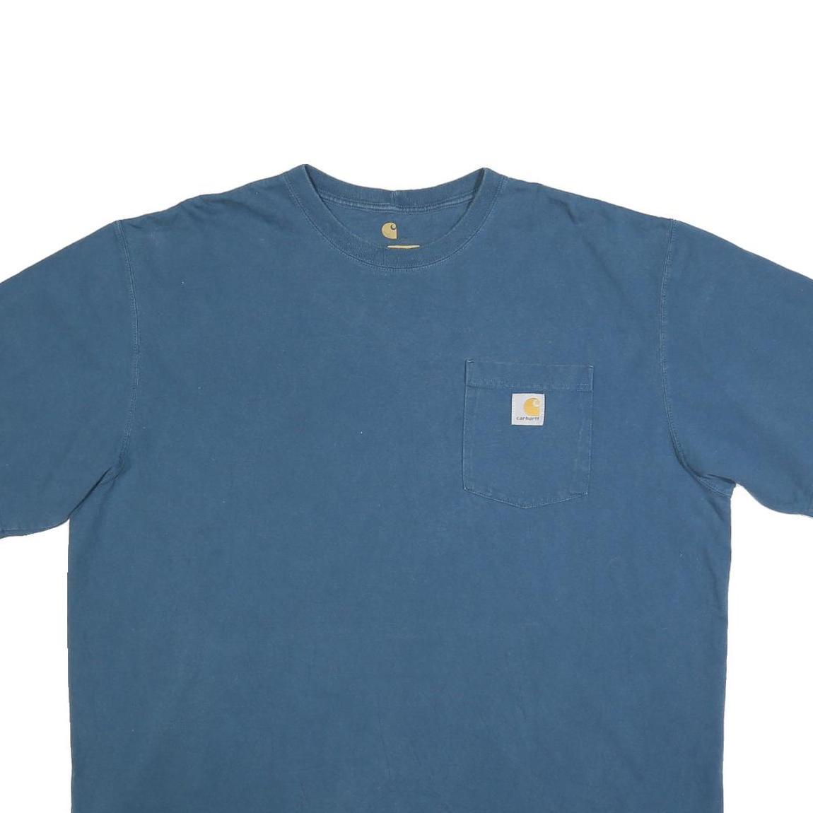 CARHARTT Mens Blue Pocket T-Shirt XL Short Sleeve Crew Neck Heavy Duty Cotton