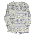 STUDIO C Womens Blue & Grey Floral Pattern Coach Jacket L Polyester Blend Woven