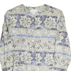 STUDIO C Womens Blue & Grey Floral Pattern Coach Jacket L Polyester Blend Woven