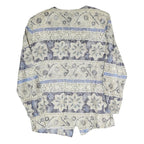 STUDIO C Womens Blue & Grey Floral Pattern Coach Jacket L Polyester Blend Woven