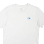 NIKE Mens White Blue Logo Classic T-Shirt M Short Sleeve Crew Neck Casual