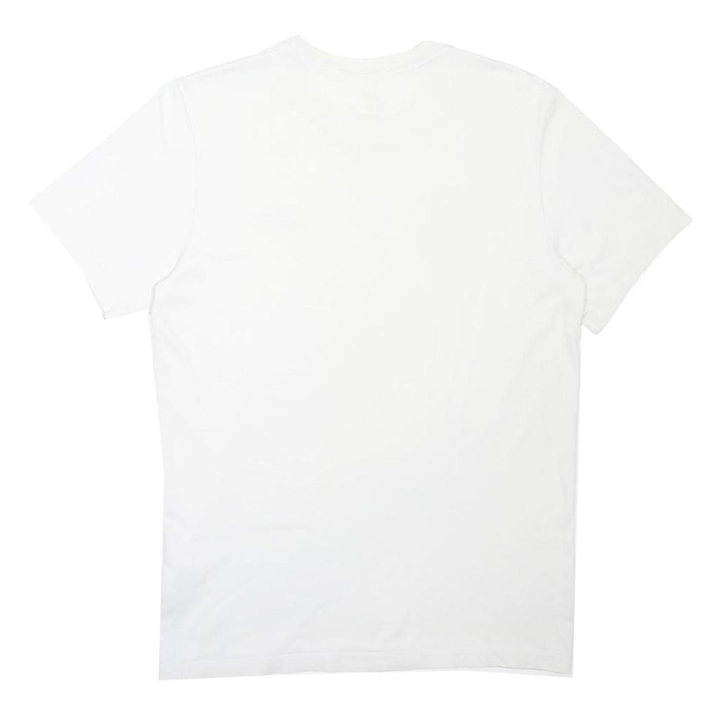 NIKE Mens White Blue Logo Classic T-Shirt M Short Sleeve Crew Neck Casual