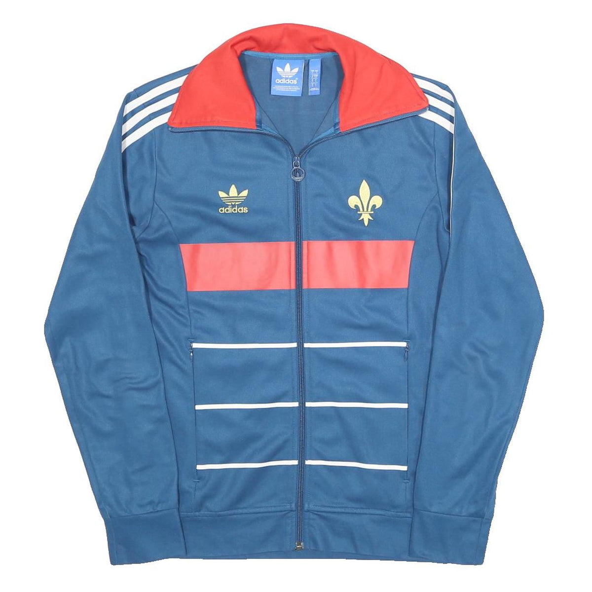 ADIDAS Mens Blue & Red Track Jacket S Polyester Zip Classic Sportswear