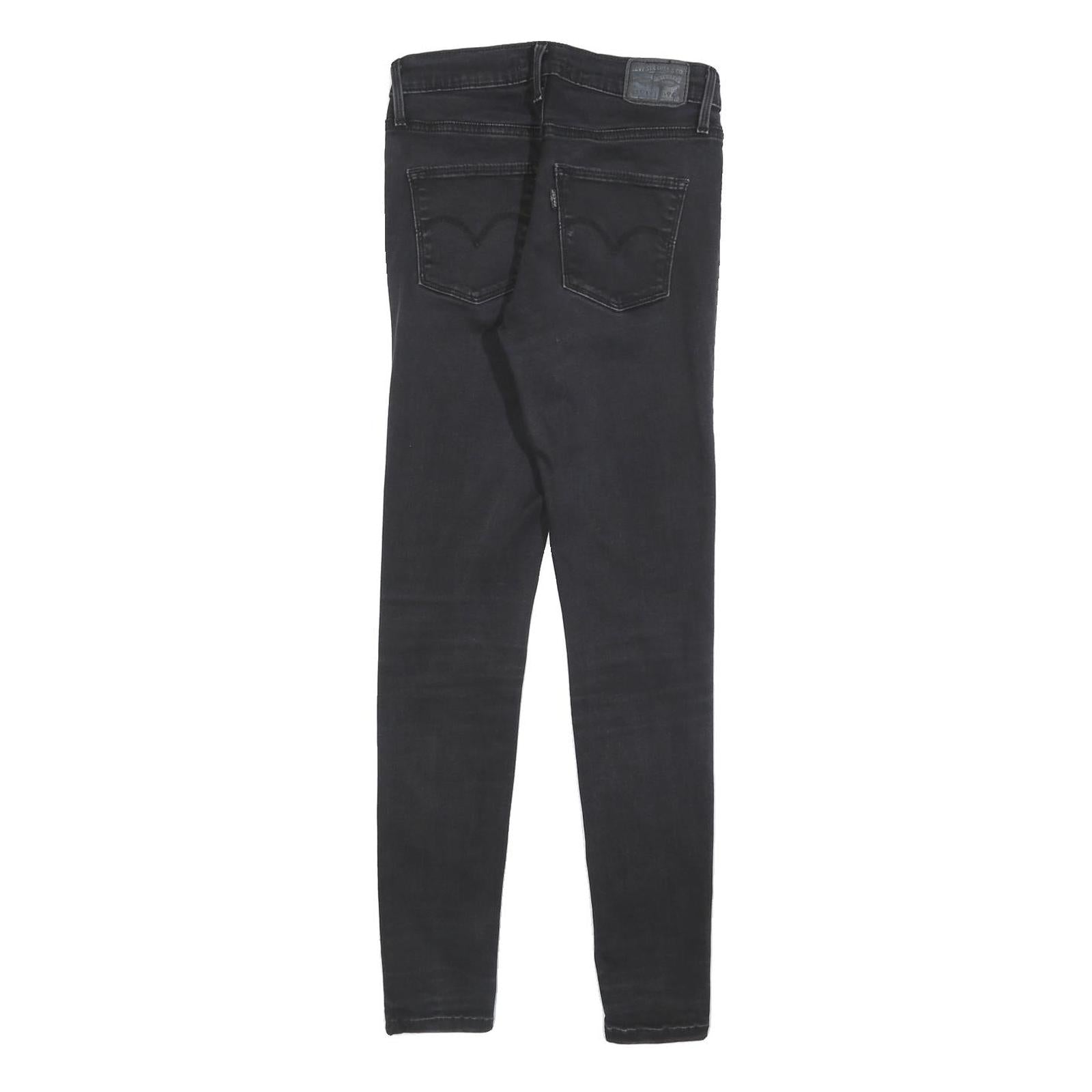 LEVI'S Womens Slim Black Denim Skinny Jeans Cotton Blend W26 L28 Stylish Zip