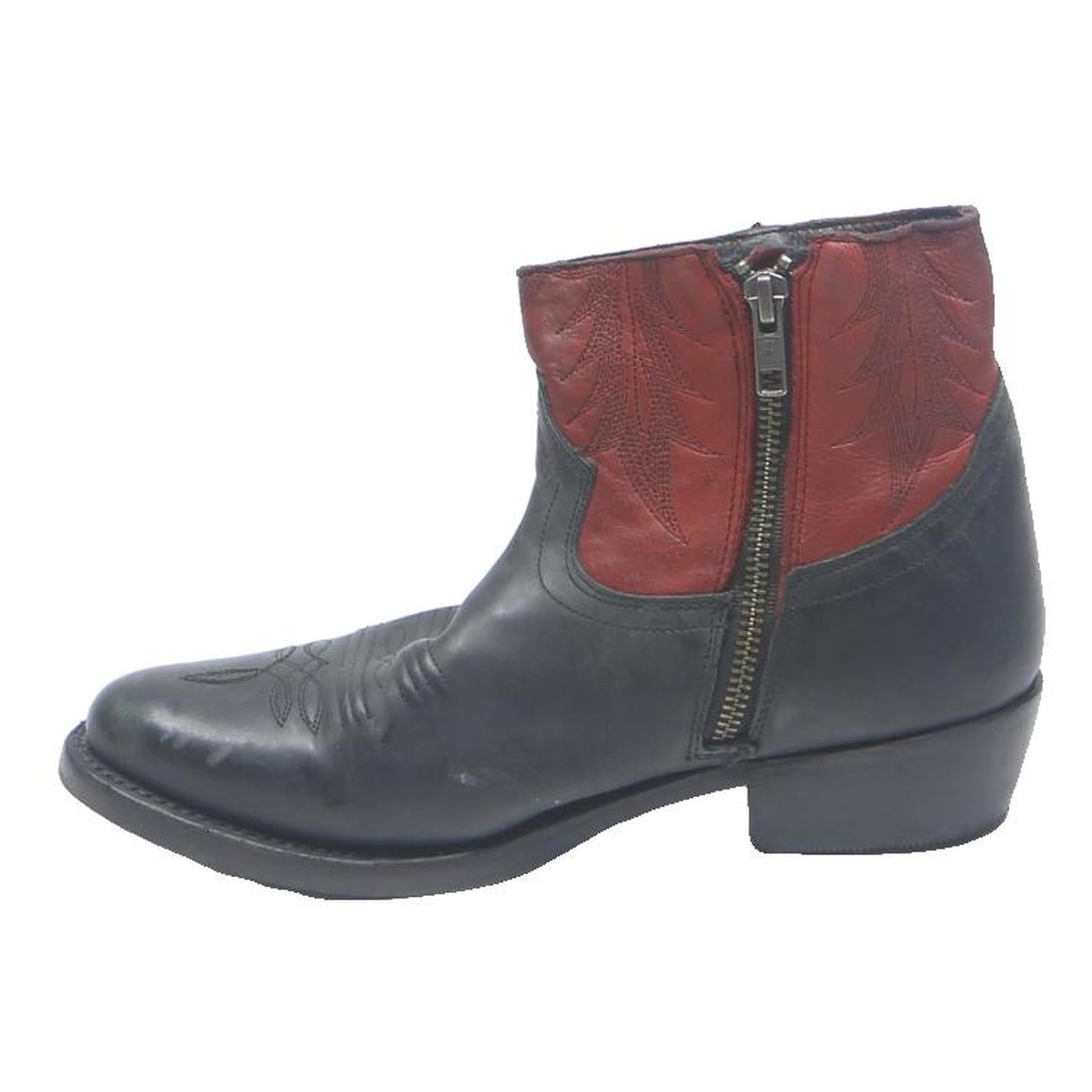ASH Ankle Boots Womens Lace-Up Leather Black & Brown UK 3 Western Style