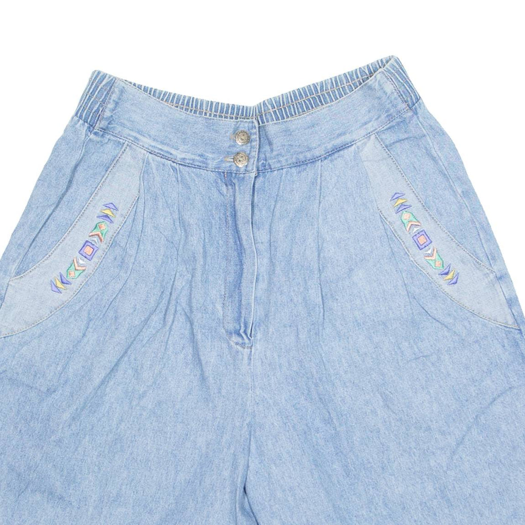 US INFO Chino Style Womens Denim Shorts Blue S W28