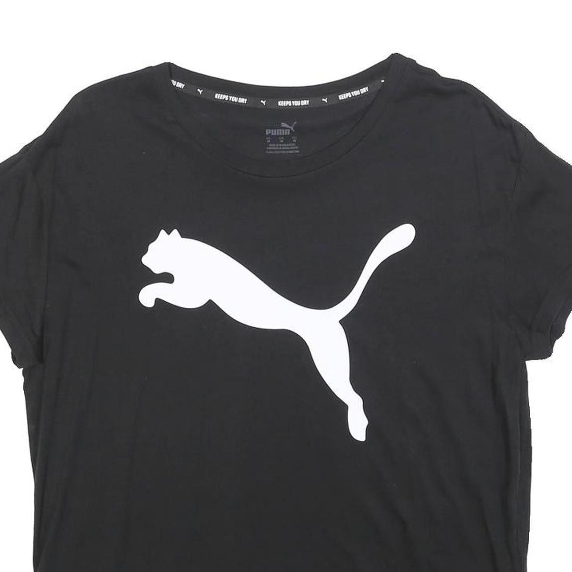 PUMA Womens Black Graphic T-Shirt M Short Sleeve Crew Neck Sportswear
