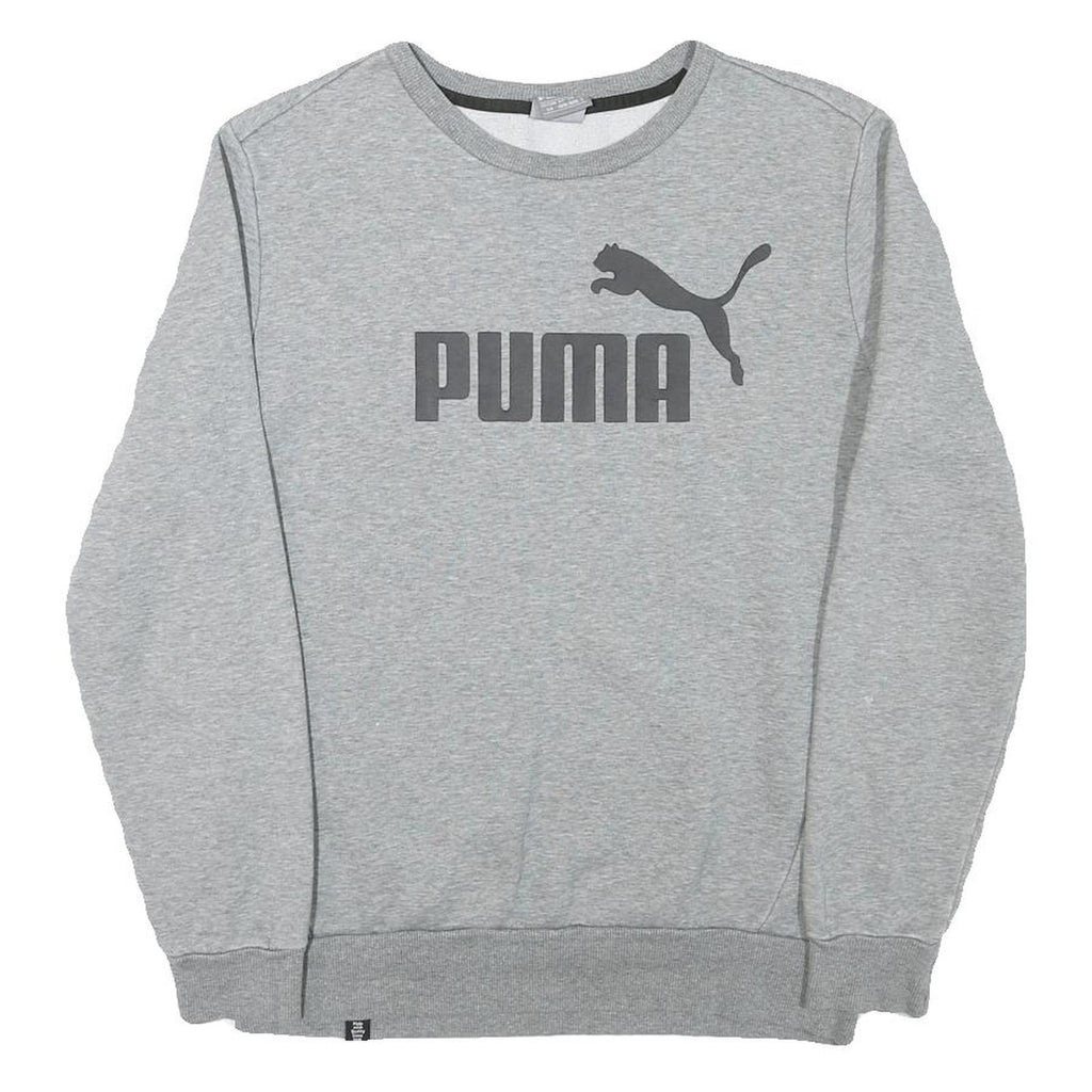PUMA Mens Grey Cotton Blend Crew Neck S Logo Print Sports Sweatshirt