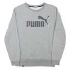 PUMA Mens Grey Cotton Blend Crew Neck S Logo Print Sports Sweatshirt
