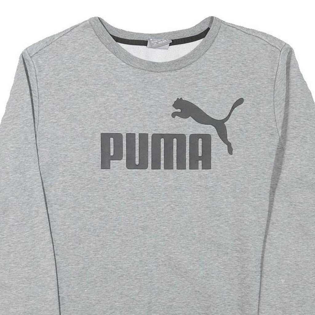 PUMA Mens Grey Cotton Blend Crew Neck S Logo Print Sports Sweatshirt
