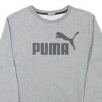 PUMA Mens Grey Cotton Blend Crew Neck S Logo Print Sports Sweatshirt