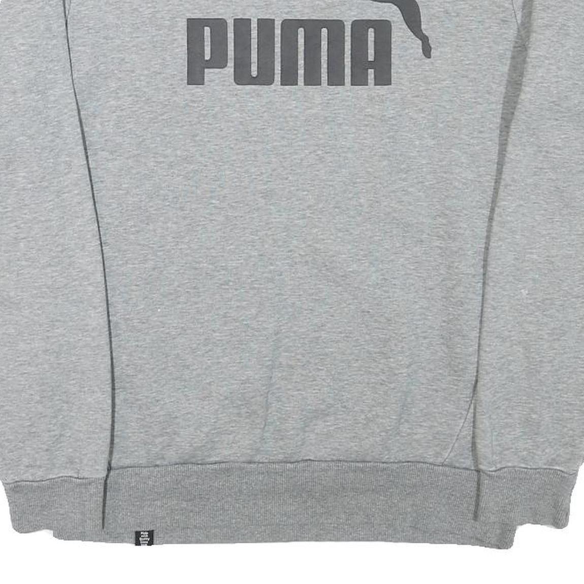 PUMA Mens Grey Cotton Blend Crew Neck S Logo Print Sports Sweatshirt