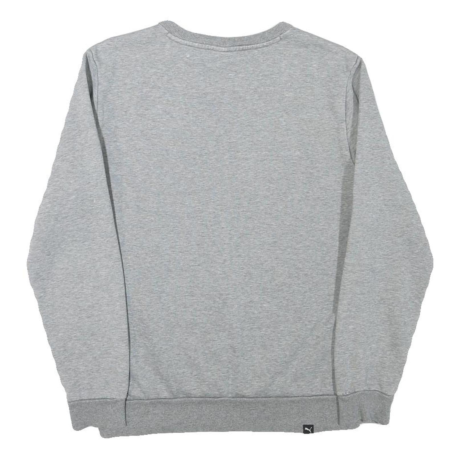 PUMA Mens Grey Cotton Blend Crew Neck S Logo Print Sports Sweatshirt
