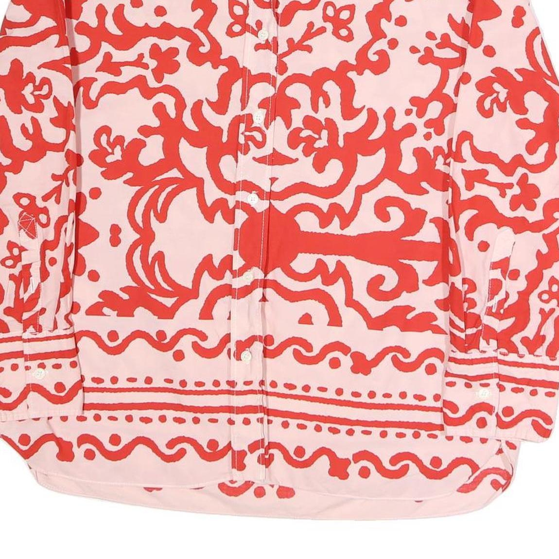 ZARA Womens Red & Pink Printed Shirt Long Sleeve Collared L Casual Stylish