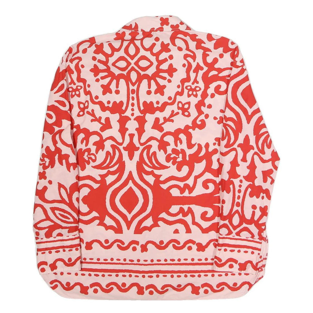 ZARA Womens Red & Pink Printed Shirt Long Sleeve Collared L Casual Stylish