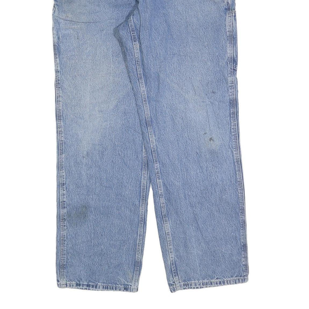 CARHARTT Mens Loose Fit Blue Denim Jeans W35 L32 Workwear Zip Closure