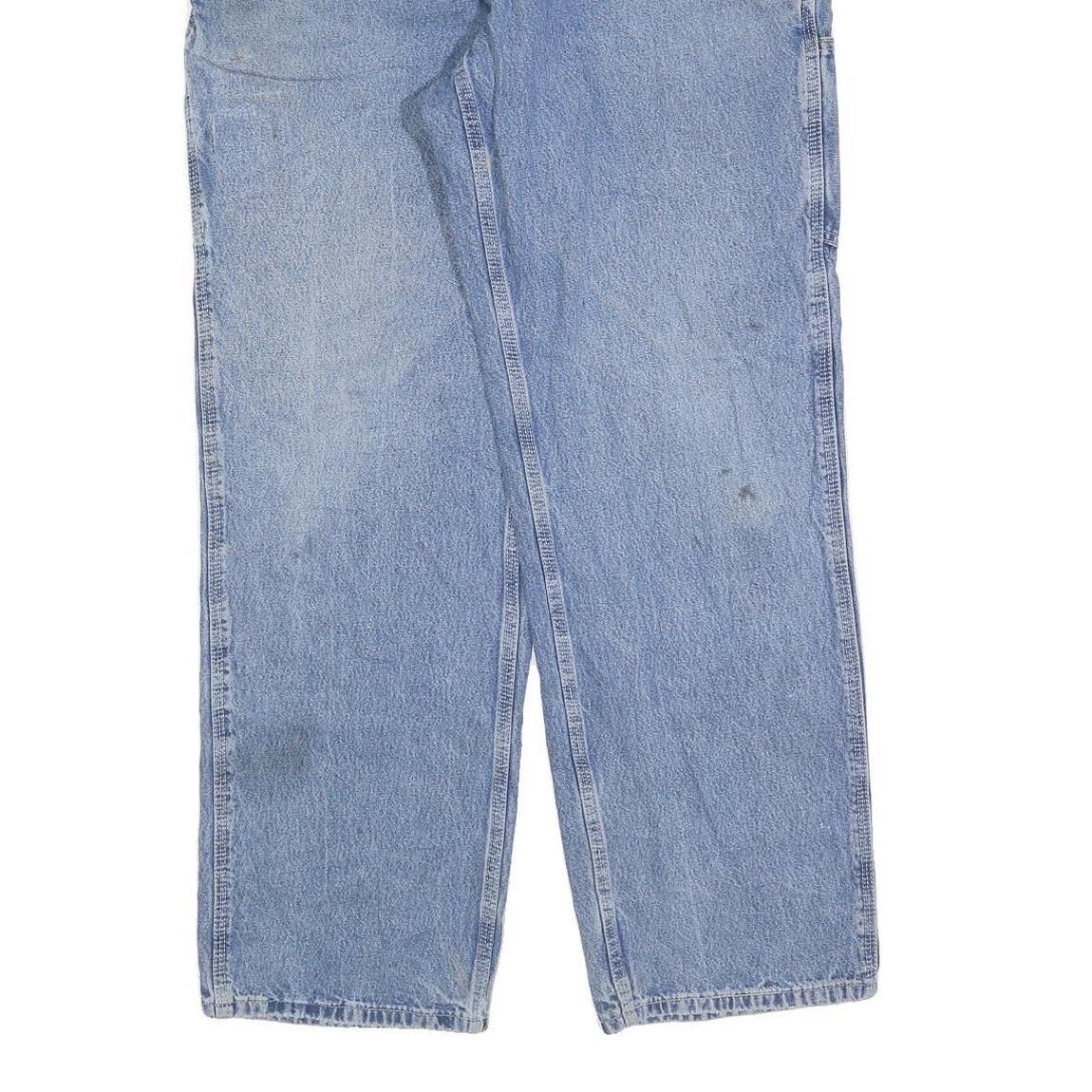 CARHARTT Mens Loose Fit Blue Denim Jeans W35 L32 Workwear Zip Closure